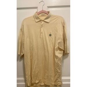 Peter Millar Shirt Men Size Large SS Summer Comfort Yellow Golf Polo Embroidered